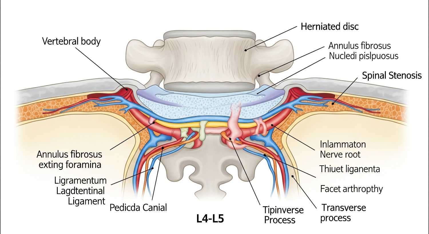 Lumbar spine anatomy showing common lower back pain trigger points