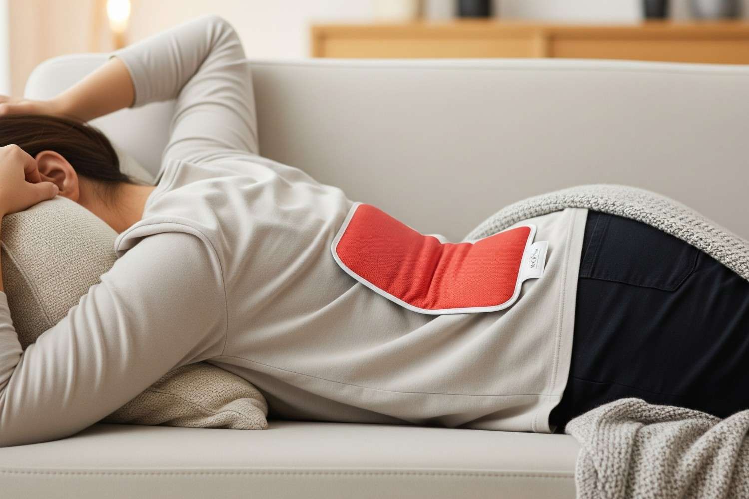 Heat therapy application for back strain relief and muscle relaxation