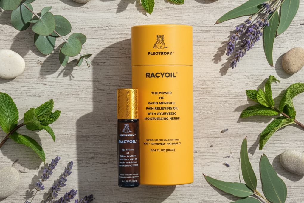 RACYOIL™️ natural oil for neck stiffness with therapeutic herbs and botanicals