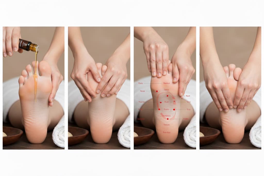 Therapeutic foot massage technique using RACYOIL™️ for plantar fascia relief and heel pain treatment