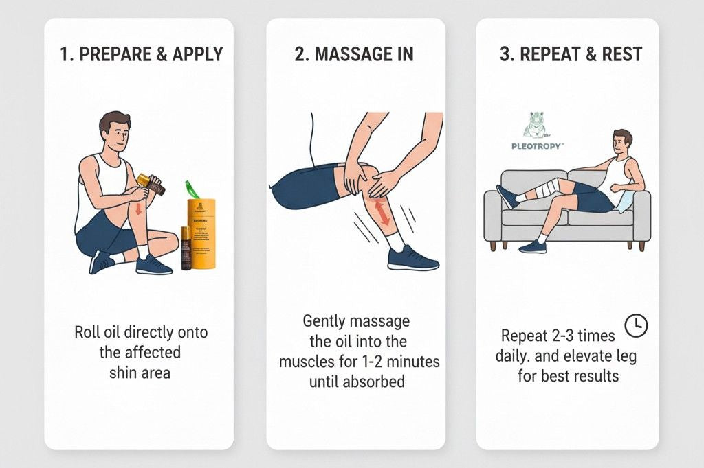 How to apply natural shin splints relief oil for running injury pain relief