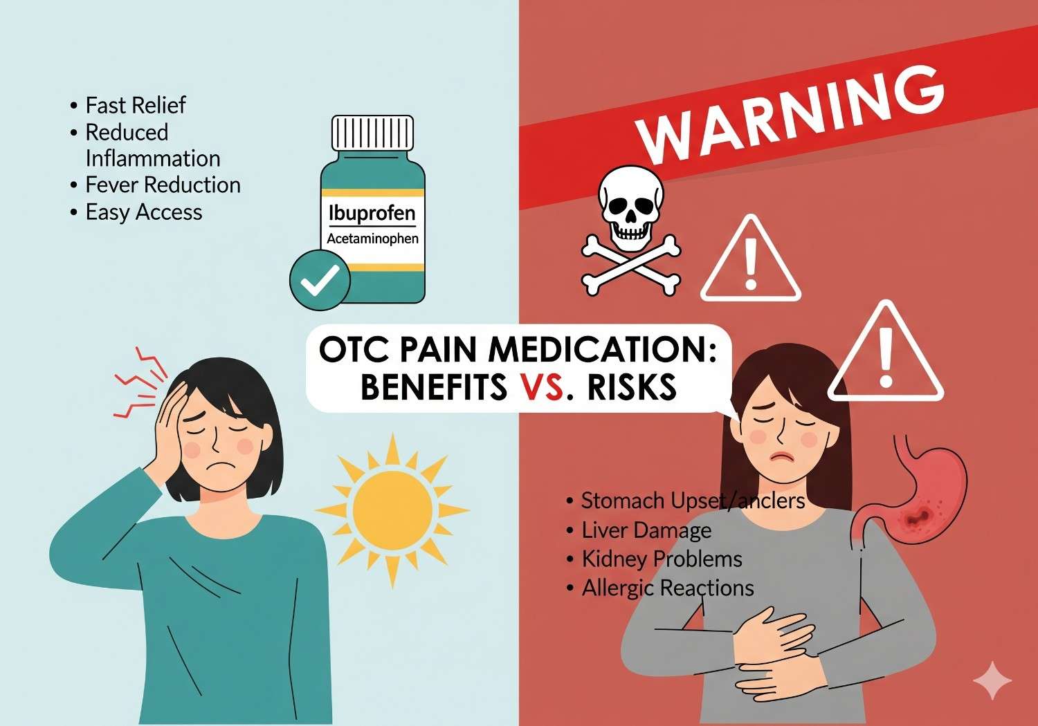 Benefits and risks comparison of over-the-counter pain relief medications