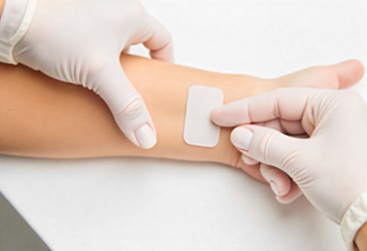 Patch testing RACYOIL™️ on wrist to ensure skin safety before full application