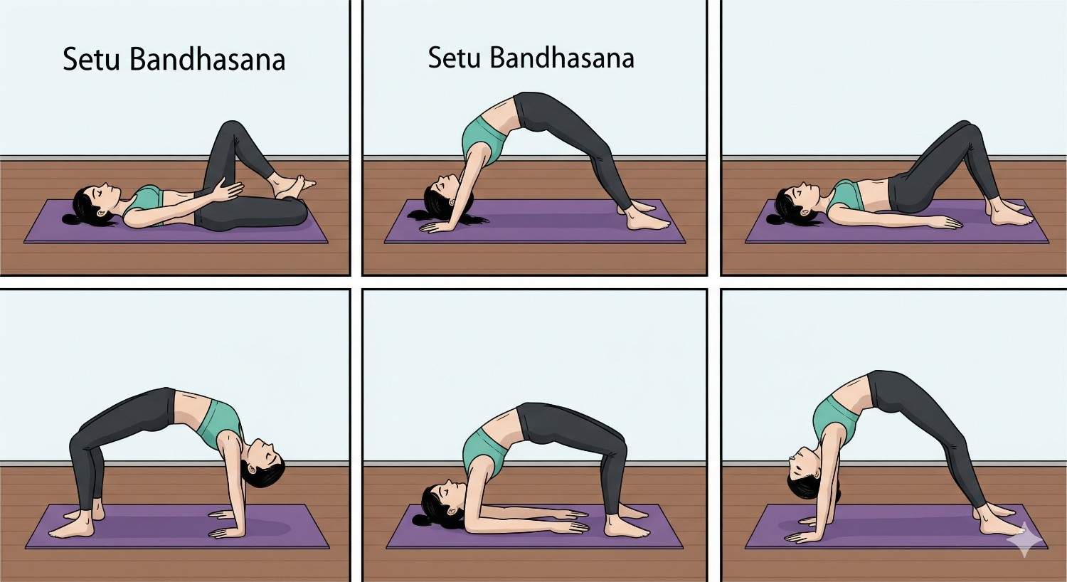 Proper form demonstration of bridge pose for lower back pain relief