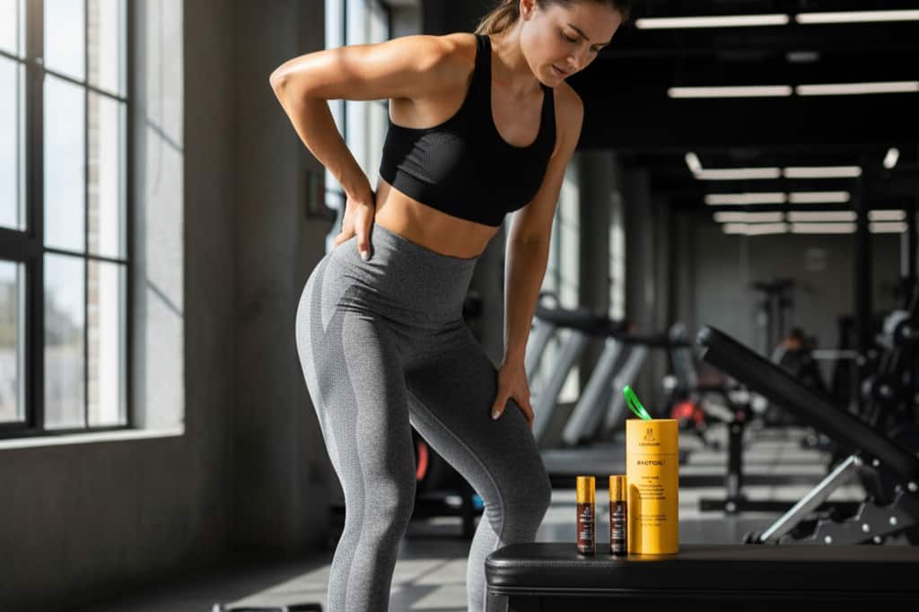 Athlete experiencing lower back sports injury relief after using RACYOIL™️ natural recovery oil