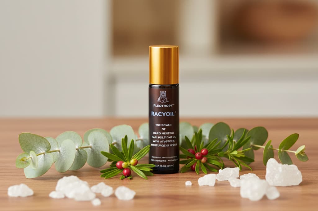 RACYOIL™️ natural hand pain oil with eucalyptus wintergreen botanical ingredients for joint flexibility