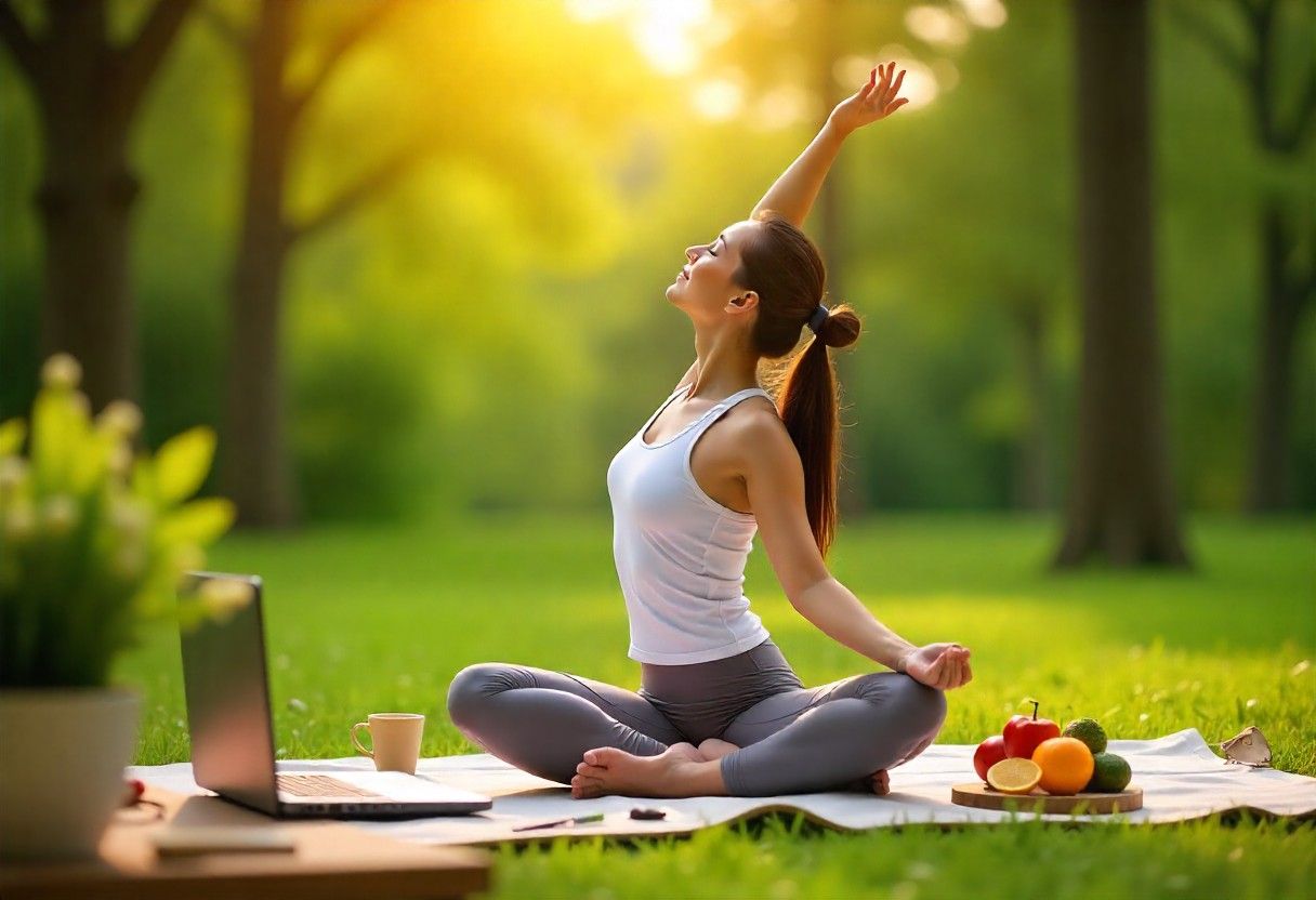 Comprehensive lifestyle approach for pain relief including healthy habits, proper posture, and wellness practices.