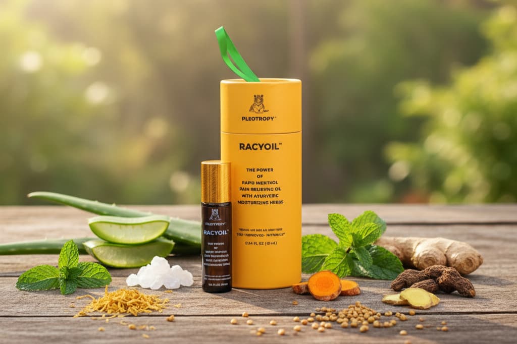 RACYOIL™️ natural wrist injury relief oil by PLEOTROPY™️ with botanical healing ingredients