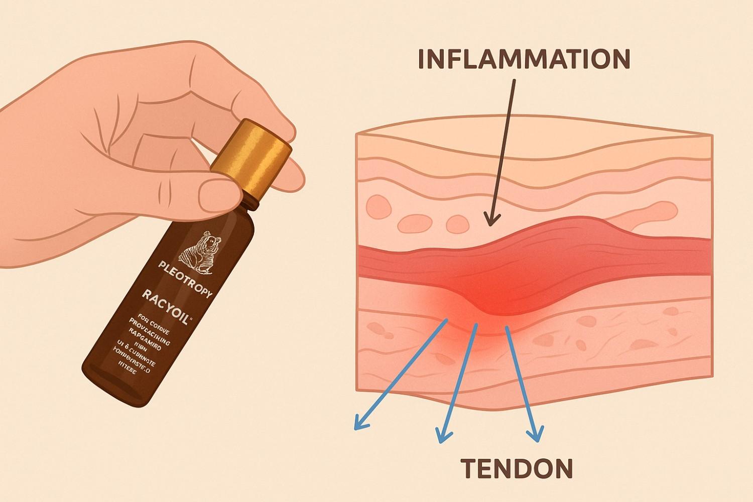 How RACYOIL natural oil penetrates skin for deep tendonitis relief and tendon pain recovery