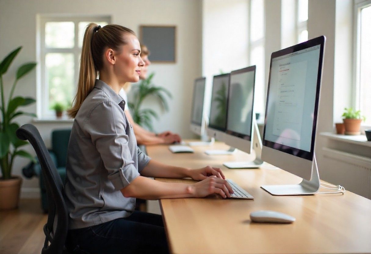 Standing desk setup for reducing back pain due to sitting