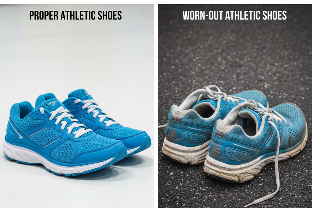 Comparison of supportive athletic footwear versus worn shoes causing sports fracture pain relief needs