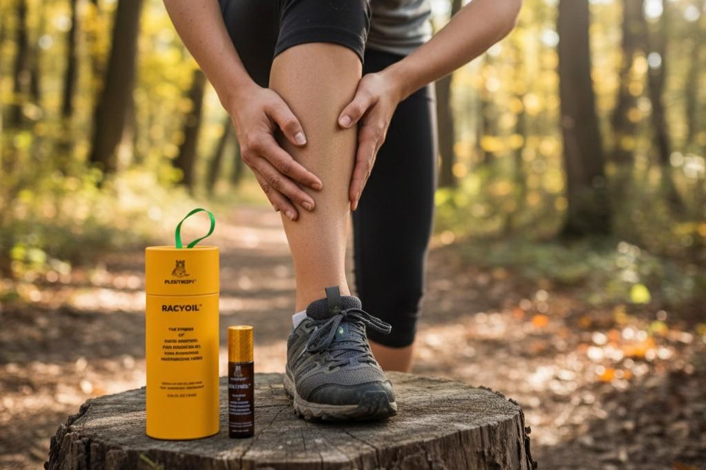 Natural shin splints relief oil for runners experiencing leg pain during training