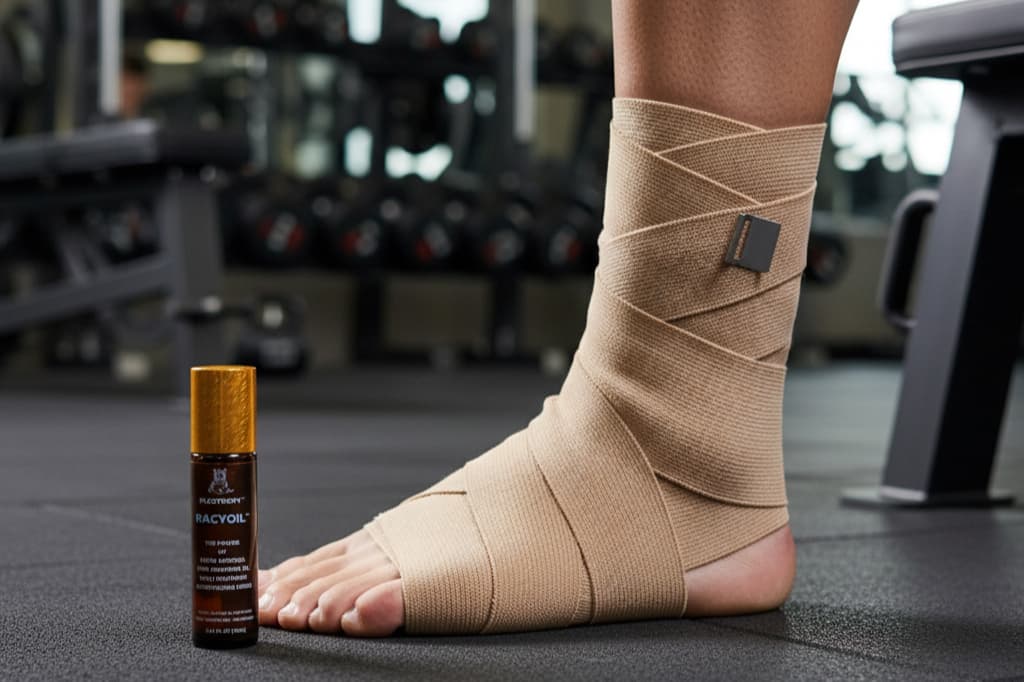 Natural ankle sprain relief with RACYOIL™️ for athletes and active recovery