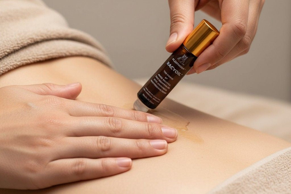 Application of RACYOIL™️natural oil for backbone pain relief and inflammation reduction