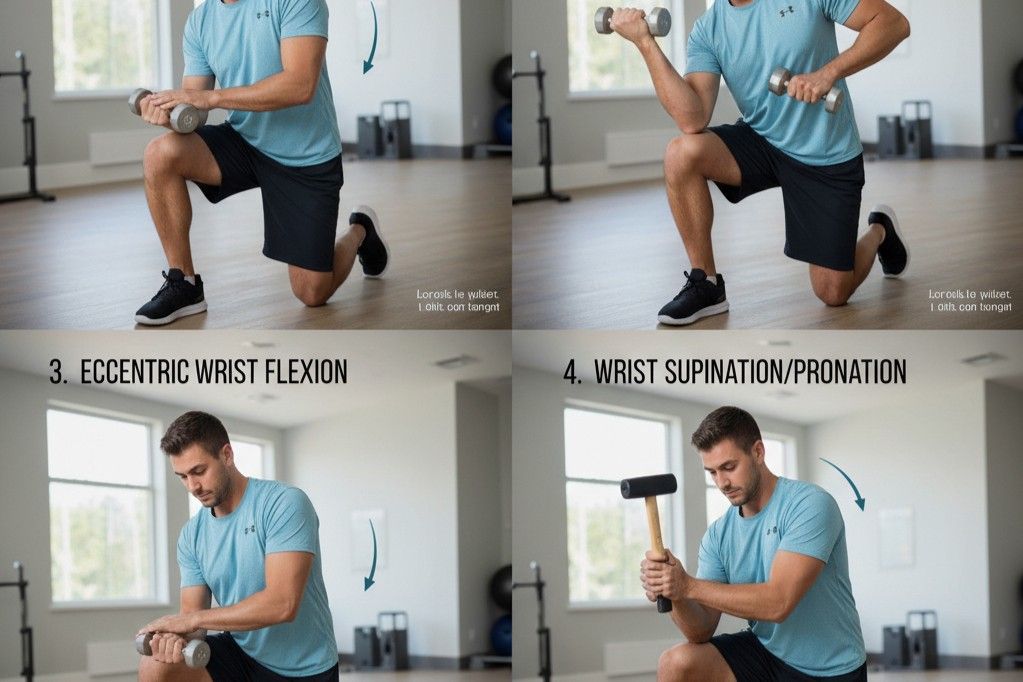 Eccentric forearm exercises for tennis elbow recovery and prevention