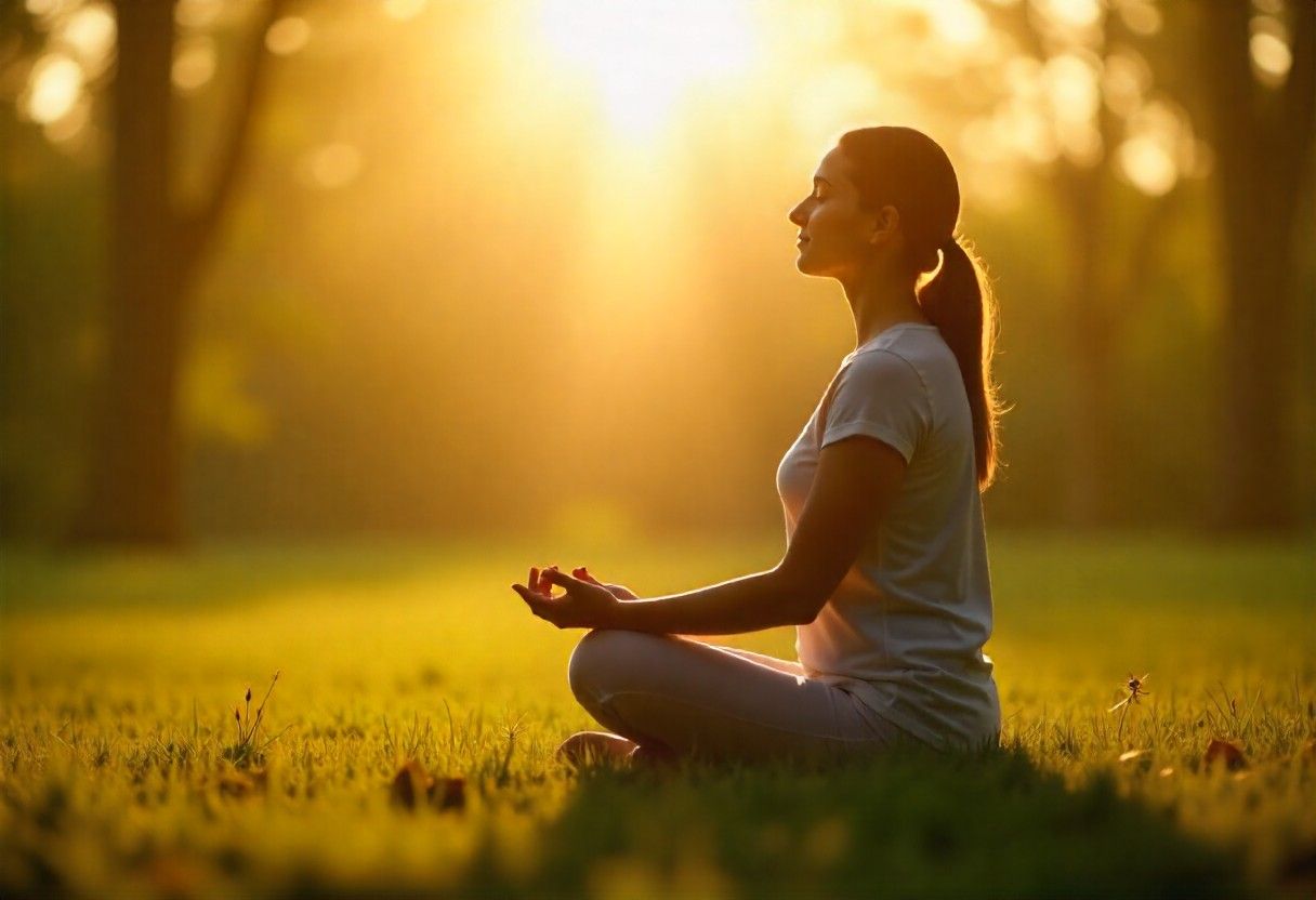 Individual practicing mindfulness meditation outdoors for natural chronic pain management