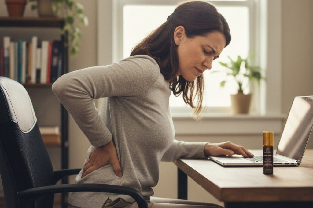 Natural lower back pain relief with RACYOIL™️ oil for lumbar comfort and mobility