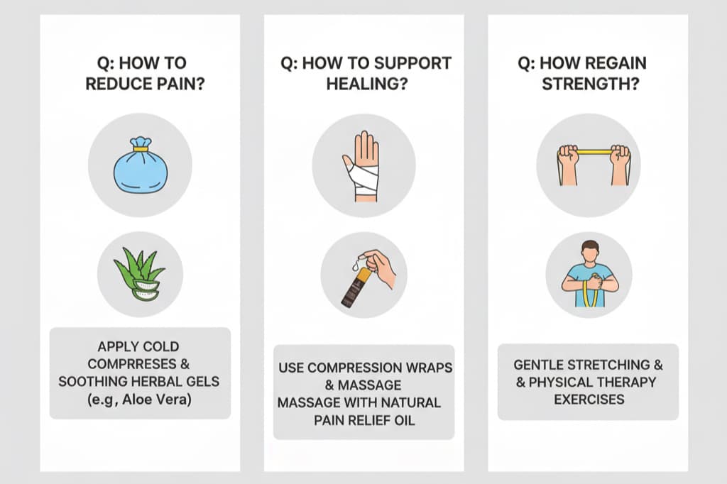 Common questions about RACYOIL™️ for wrist injury relief answered with visual guide