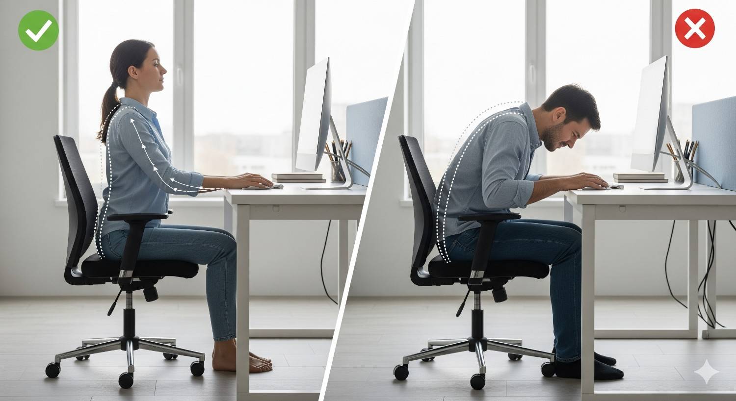 Comparison of proper and improper sitting posture affecting chronic back pain development