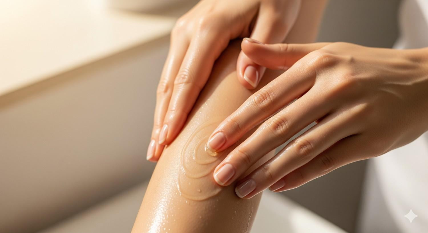 Proper application technique for RACYOIL™️ showing circular massage motions